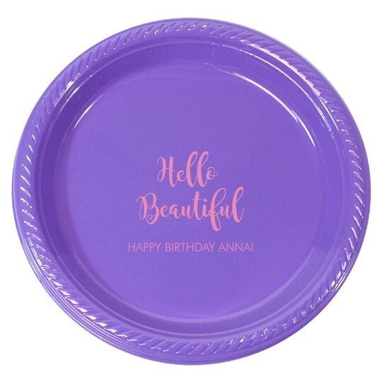 Personalized Hello Beautiful Plastic Plates